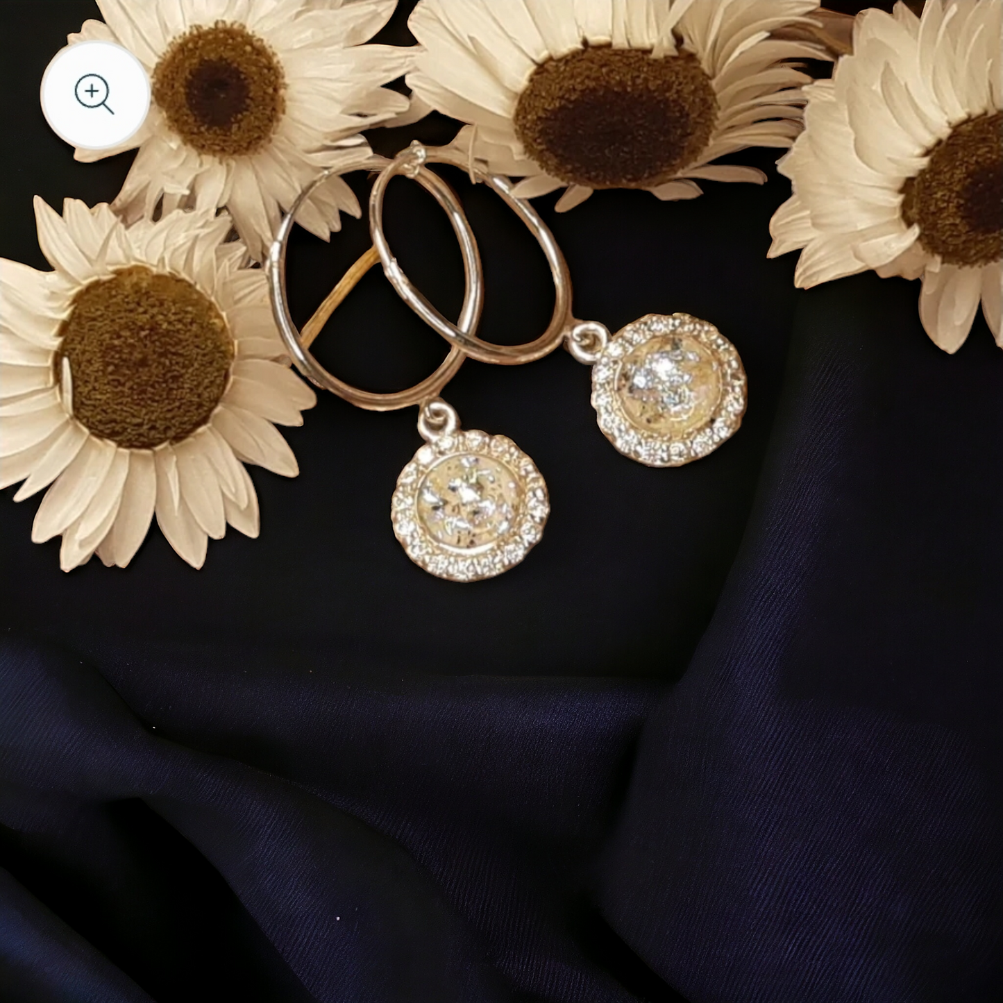 Luna - Hoop Earrings Diamante Round