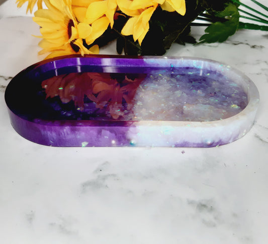Purple Honey Pot Trinket Box and Tray Gift Set