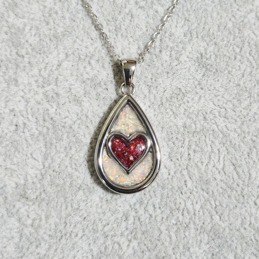 Teardrop Heart Pendant - Silver Stainless Steel