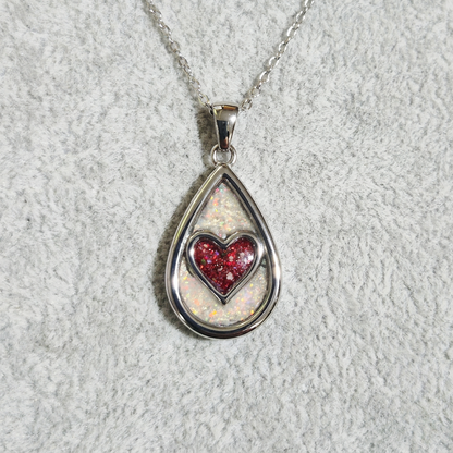 Teardrop Heart Pendant - Silver Stainless Steel