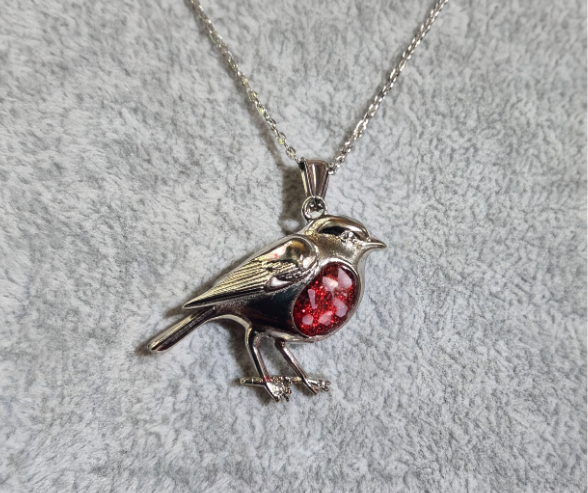 3d Robin Pendant Necklace - Stainless Steel
