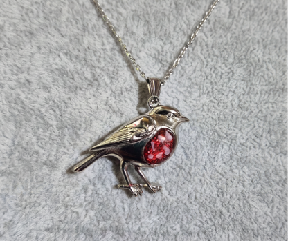 3d Robin Pendant Necklace - Stainless Steel
