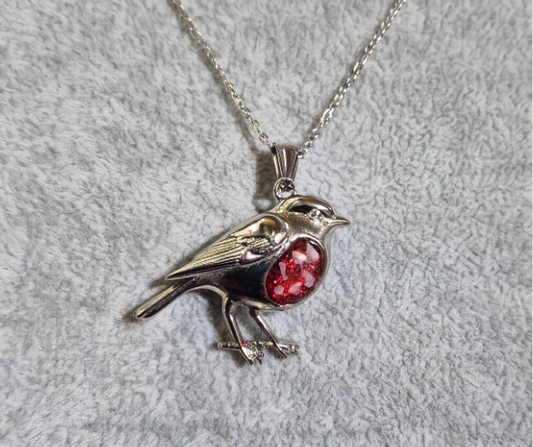 3d Robin Pendant Necklace - Stainless Steel