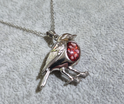3d Robin Pendant Necklace - Stainless Steel