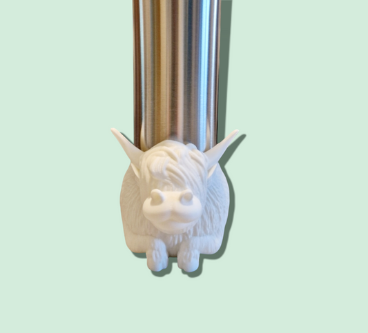 Highland Cow Tumbler Sleeve - White